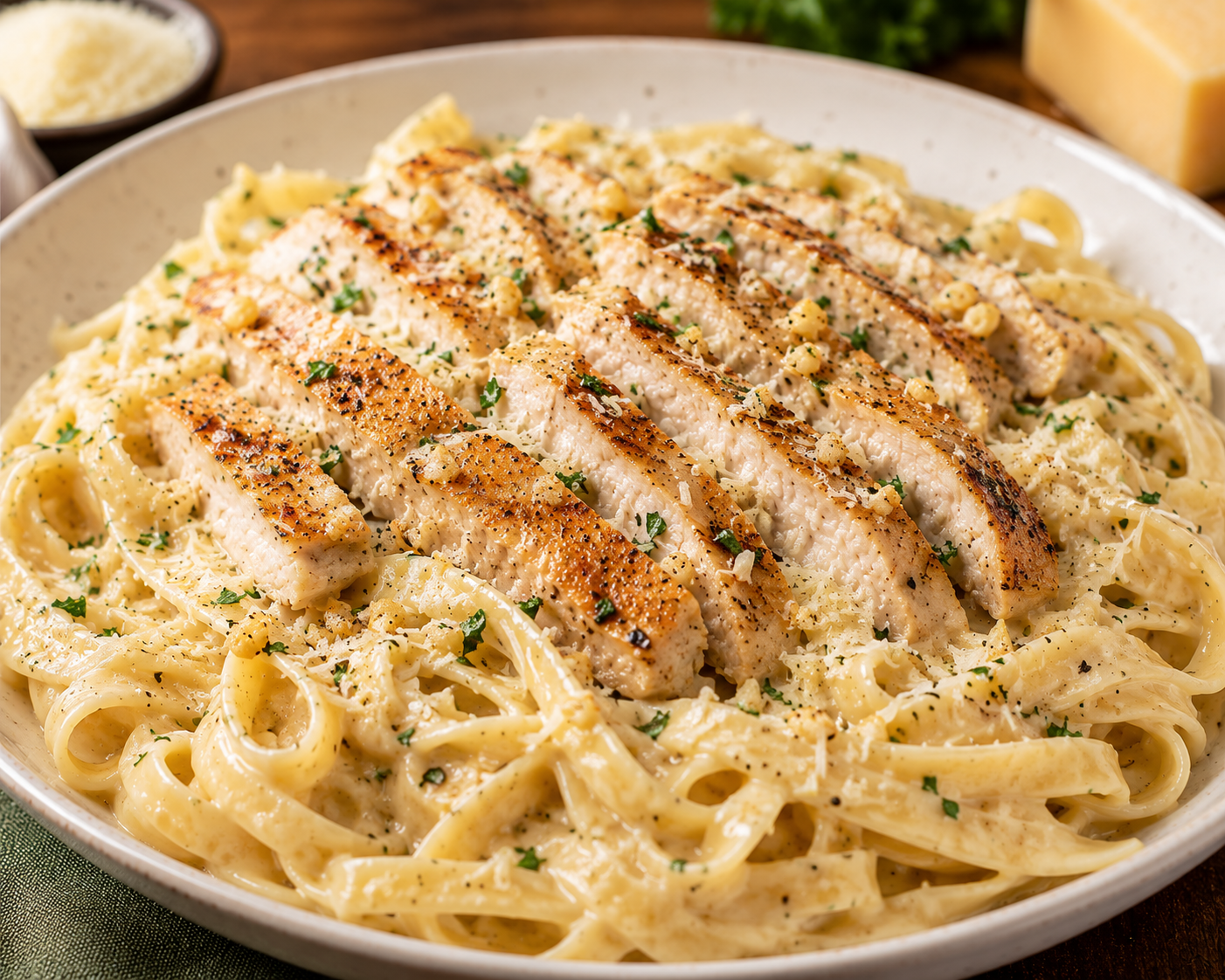 Garlic Parmesan Chicken Fettuccine